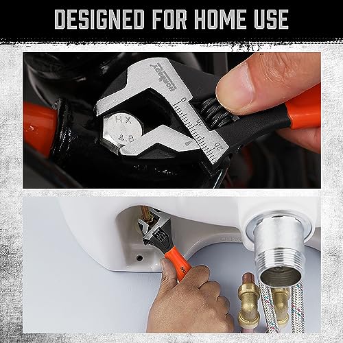 Image of HORUSDY Adjustable Wrench Set | 2-Piece | 6-Inch and 10-Inch Wrenches | Metric & SAE Scales | Cushion Grip Wrench | Cr-V Steel