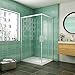 Cabina de ducha mampara de ducha corredera puerta 5mm cristal Aica 100x80cm con plato de ducha