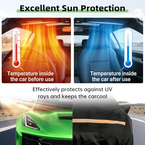 Image of Car Cover for Chevy Corvette C8 Stingray /Z51 Z06 2020-2026, All-Weather Full Exterior Cover for Sun, Dust,Rain & Snow Protection, Heavy Duty Outdoor Cover with Zipper Door and Soft Cotton Lining