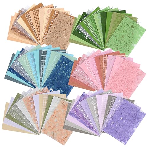 96 Sheets Scrapbook Supplies & Junk Journal Supplies Set - Textured Paper & Mesh Fabric for Scrapbooking, Journaling, Collage, Vision Board, Card Making (3.9x5.5 Inch)