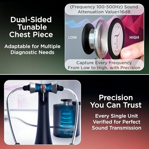 Image of Dr Trust USA Gold Standard III Stethoscope for Doctors, Medical Students & Healthcare Professionals, SS BP Check Cardiology Health Monitoring Medical Instrument for Auscultation -128 (Black)