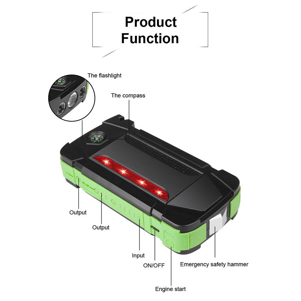 Avviatori Batteria Auto 22000MAh Caricabatterie 2000A 12V Avviamento di Emergenza Portatile in Uscita Accumulatore di Energia Dispositivo di Avviamento del Ripetitore per Auto Impermeabile