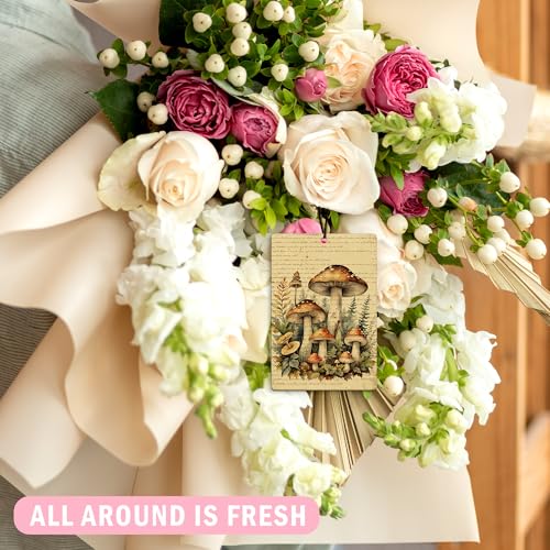 Image of Vintage Mushroom Car Air Freshener 4Pcs, Cottagecore Mushroom Botanical Air Freshener for Car Interior Closet Drawer Books, Retro Car Mirror Decor Hanging