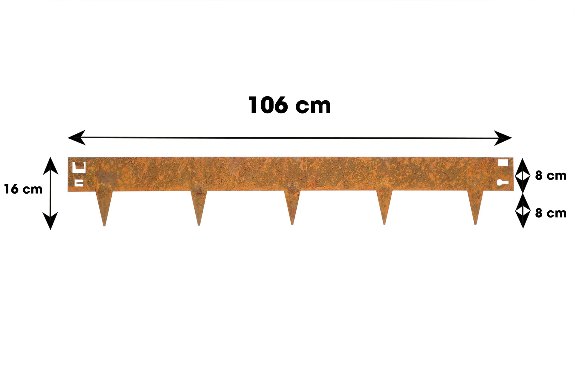 Wovar Acier corten Bordures de Jardin en Acier corten 16 x 106 cm Flexible - 20 Pièces