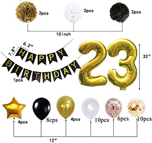 23 بالونة ديكورات عيد ميلاد لافتة عيد ميلاد سعيد بالونات مايلر ذهبية بالونات لاتكس رقم 23 بالونات من رقائق معدنية ذهبي Amazon Ae ألعاب