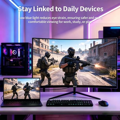 Image of ZZA 27 Inch Curved Gaming Monitor 280Hz, FHD 1080P PC Monitor, 1ms Gamer Screen, AMD FreeSync Premium, 100% sRGB, VESA Mountable, Eye Care Computer Monitor for Gaming Home Office