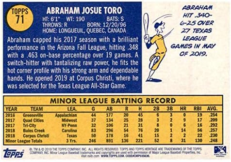 2019 Topps Heritage Minors #71 Abraham Toro RC Rookie Corpus Christi Hooks Baseball Trading Card image 4