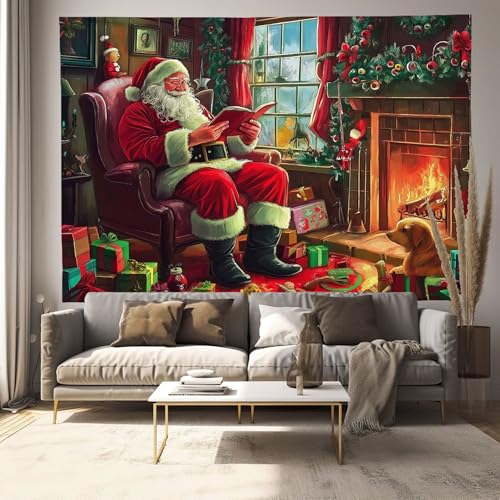 Tapisserie Noël tissu grand format pour cacher mur abîmé