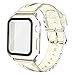Wolait Compatible for Apple Watch Band with Glass Screen Protector 38mm 40mm 42mm 44mm, Clear Glitter Soft Band with Case for iWatch Series 5 4 3 2 1 ,Clear/Gold, 38mm