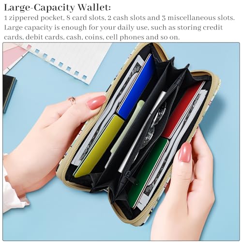 Ladies Wallet, PU Leather Card Holder Wallet for Women, Long Clutch Wallet Casual Card Wallet Womens Wallet with Bohemian Print and Zipper for Cards, Cash, Receipts, Change (style 1)4