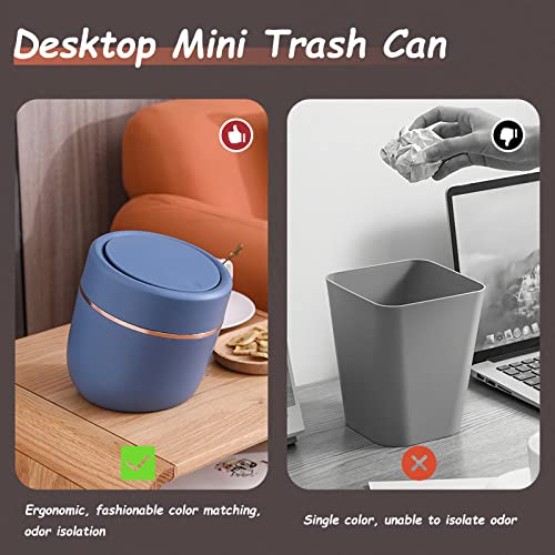 Mini caneca de basura con tapa negra para escritorio miniatura 4