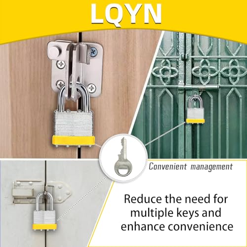 Image of Padlocks with Same Key, LQYN 100 Pcs Laminated Keyed Padlock (1-9 /16 inch, 40mm), Keyed Alike Locks, Normal Shackle, for Storage Locker, Hasp Latch, Toolbox, Sheds