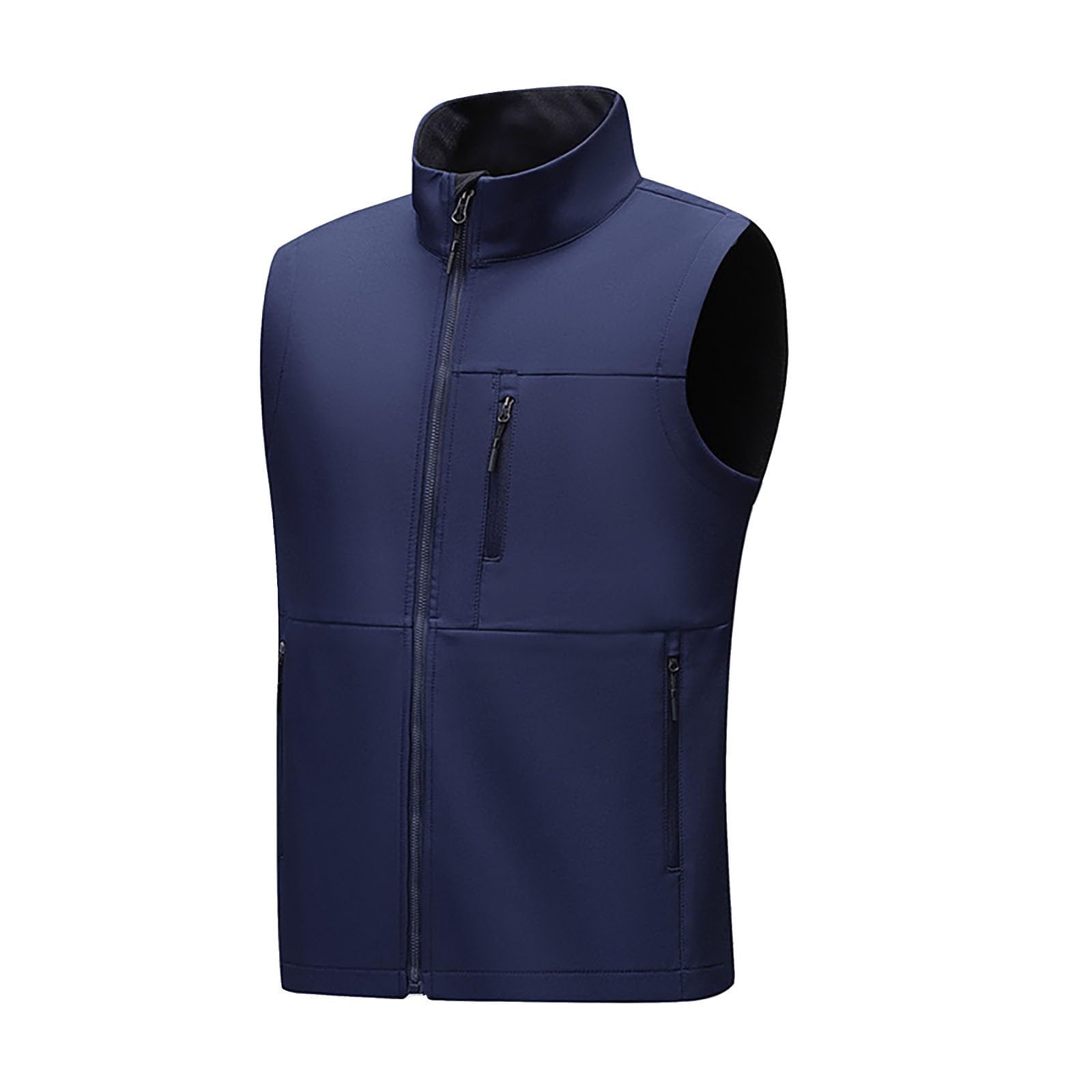 Gilet da uomo leggero per attività all'aria aperta in softshell | Gilet in softshell con colletto alto, tinta unita, con tasche, aderente, comodo, morbido