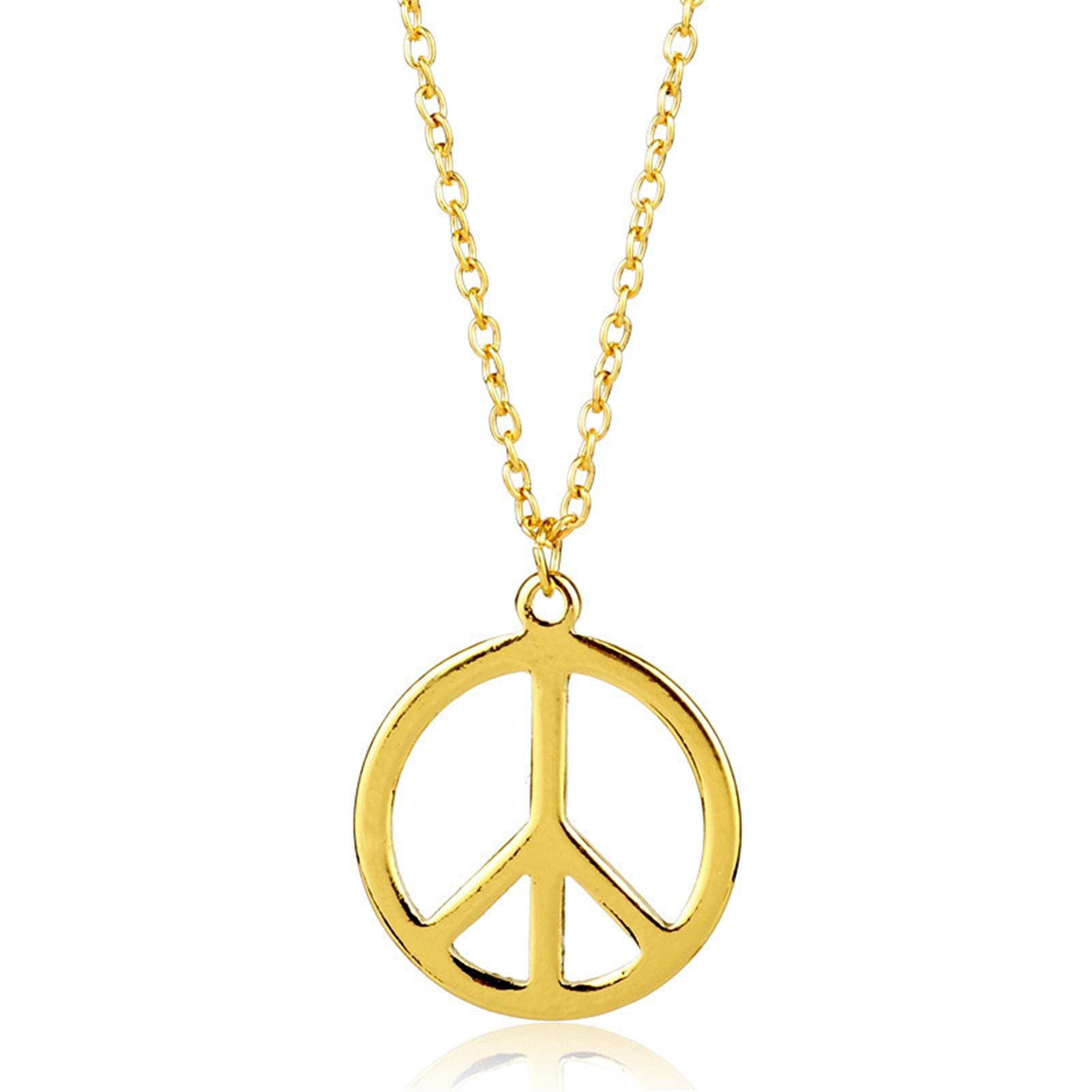 Peace Sign Necklace Hippie Style Love Peace Sign Hippie Pendant Necklace Hippie Party Dressing Accessories 1960s 1970s Jewelry for Women Men