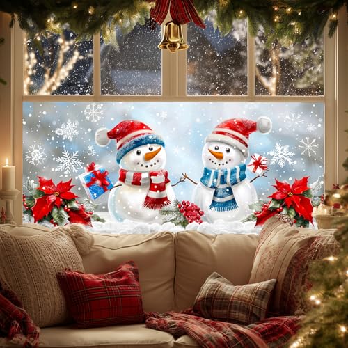 Vinilo decorativo navideño con muñeco de nieve de 39.3 x 17.7 pulgadas miniatura 6