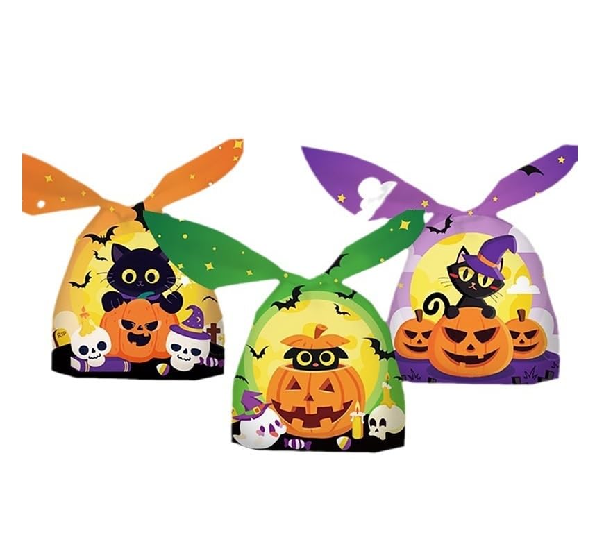 TAPIT 50PCS Halloween Treat Bags Halloween Party Candy Bags for Kids Halloween Trick or Treat Bucket Bag (C)