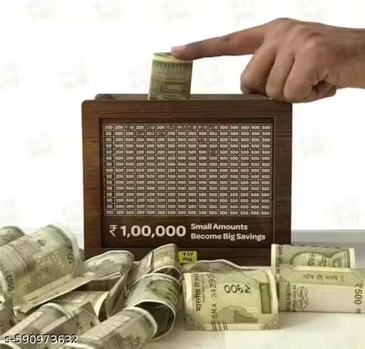 Image of 50,000 Savings Challenge Wooden Money Frame | Money Saving Box with Tracker | Motivational Piggy Bank for Home & Office Design 01