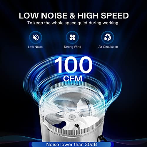 Vivosun 4 Inch Inline Duct Fan 100 Cfm, Hvac Exhaust Ventilation Fan With Low Noise For Basements, Bathrooms, Kitchens And Attics, Silver #TOP4