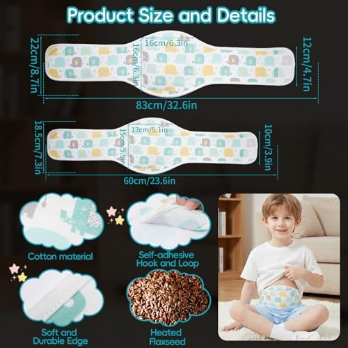 Colic Relief Belly Band for Newborns - Baby Tummy Wrap with Flaxseed Heating Pad, Adjustable Infant Swaddling Belt for Gas & Upset Stomach Relief, 3-9 Years — 사진 2