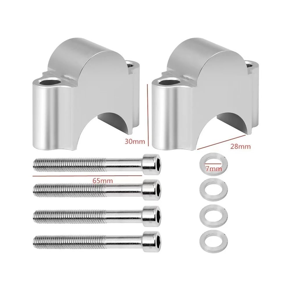 Rehausseur Guidon Moto Pour Moto Pour Guzzi V7 2014 2015 2016 2017 2018 2019 Moto Aluminium 7/8 "22mm Guidon Guidon Grosse Barre élévateurs Montage Riser Rehausse Guidon Moto(Silver 40mm