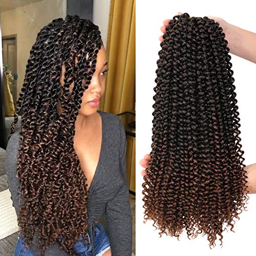 7 Packs Passion Twist Hair 18 inch Ombre Long Bohemian Braids for Water Wave Crochet Braiding Twists Synthetic Hair Extensions (18inch, T30#, Total 154 strands)