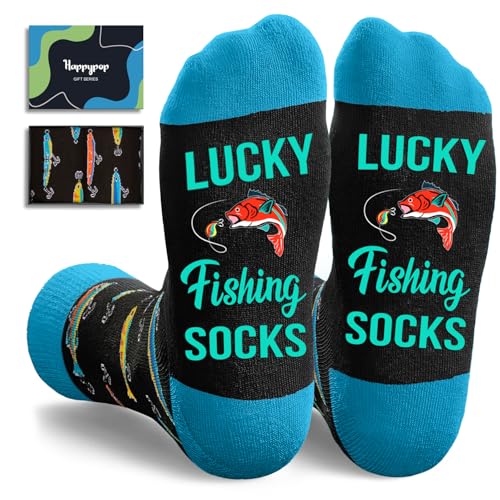 HAPPYPOP Fishing Gifts for Men Women - Gifts for Fisherman Who Has Everything Fish Socks Men Women