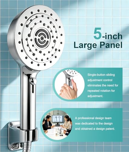 Image of Filtered Shower Head with Handheld - High Pressure 7 Spray Mode 5 inch Panel Showerhead with Stainless Hose, Hard Water Filter Beads Showerhead, Reduce Dandruff, Protect Colored Hair and Soothe Dry Skin
