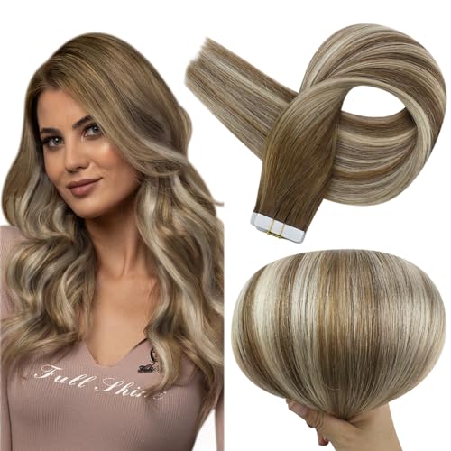 Full Shine Balayage Tape in Hair Extensions Real Human Hair 20 In...