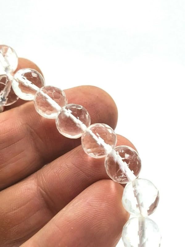 Collar de cuarzo esférico AAA natural, piedra preciosa 108, cuentas de mala, cuentas geométricas facetadas, collar de cuentas de rosario cortadas a mano