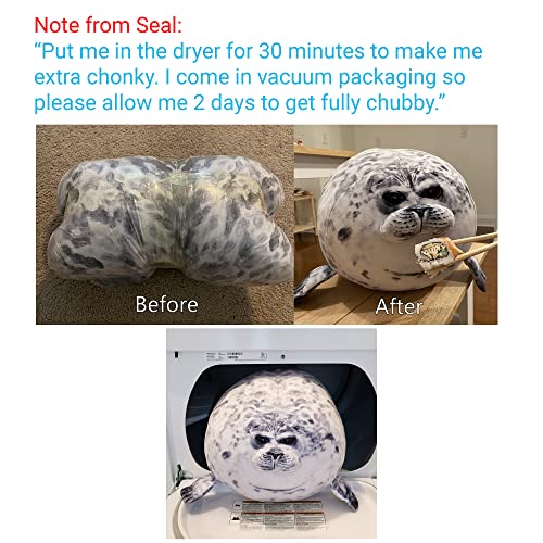 Pineapple Chubby Blob Seal Plush Pillow, Cute Stuffed Animal Seal Plushie Toy, Cotton Plushy Ocean Gray Large (23.6 Inch) #TOP5