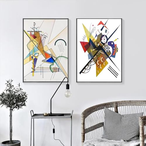 Toile géométrie abstraite Wassily Kandinsky affiche colorée moderne x3
