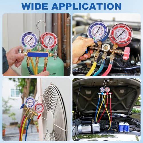 Image of A2L Manifold Gauge, R454B Red High Pressure Gauge, 1 /8 inch Male NPT (80 mm) Refrigerant Pressure Gauges for R-454B R-32 R410A HVAC System, 800 PSI (Red)