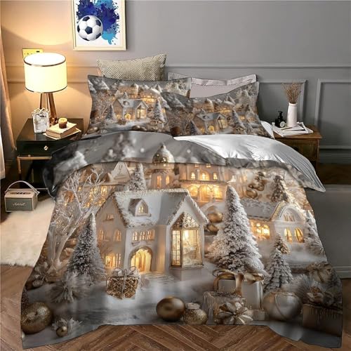 Housse de Couette Noël en Microfibre Résistante avec Impression 3D