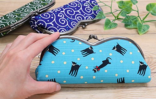 Japanese Pattern Eyeglasses Pouch Case, Black Cat #TOP6