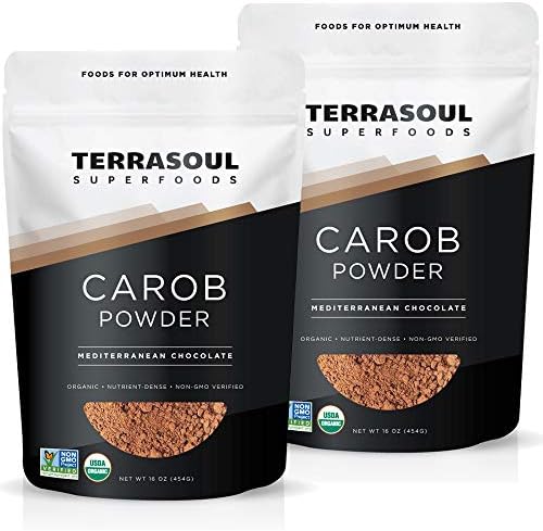 Terrasoul Superfoods Organic Carob Powder, 2 Lbs (2 Pack) - Cocoa Powder Alternative | High in Fiber