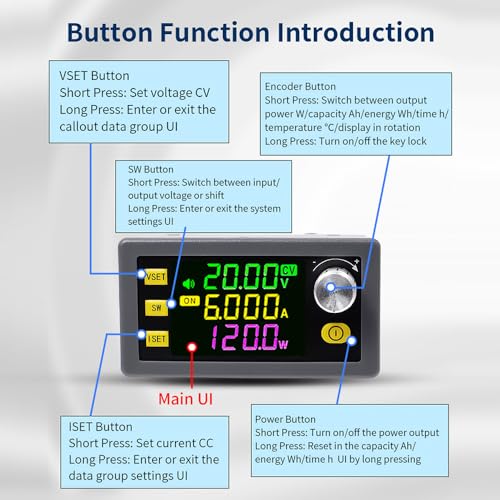 DC Einstellbarer Buck-Boost-Wandler Spannungsregler DC6-36V 120W Numerische Steuerung Hebespannung Konstante Spannung Konstanter Strom Solarlademodul LCD-Anzeige