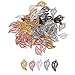 Baosity 75Pieces Vintage Hollow Filigree Leaf Charms Pendants Jewelry Findings