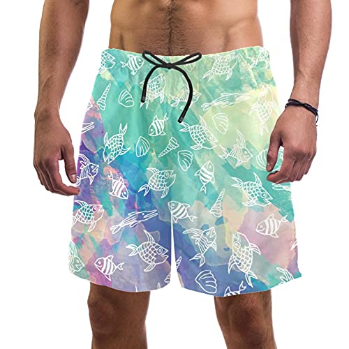 Short de bain pour homme vert et violet multicolore taille S avec cordon