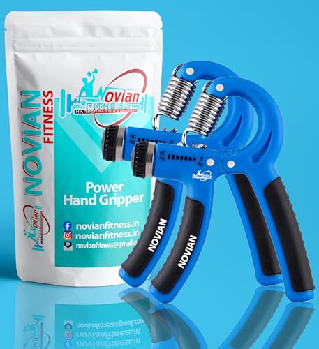 Image of Power Hand Gripper | Adjustable Resistance | Strength Trainer for Fingers, Hand & Forearm | Non-Slip Grip | (Blue (Pack Of 2))