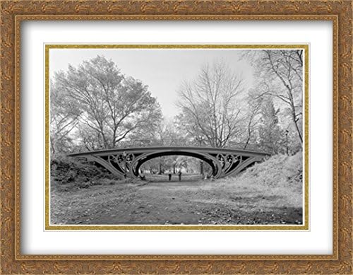 New York City Cetral Park Bridge 2x Matted 36x28 Large Gold Ornate Framed Art Print by The Cityscape Art Print Series