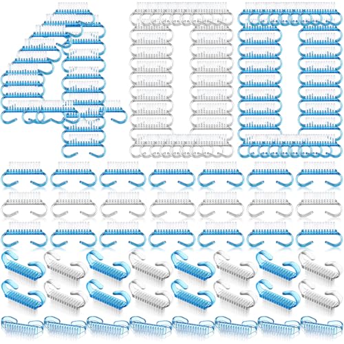 Bokon 400 Pcs Handle Grip Nail Brush Fingernail Scrubbing, Blue and White