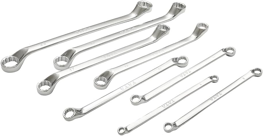 AGRICO TATA SPR013 8-Piece Ring Spanner Set, Double End Metric Wrenches, Hardened & Tempered Steel, Chrome Plated Finish, High Torque Hand Tools for Automotive, Workshop & Home Repairs