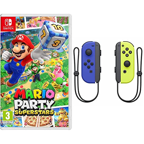Mario Party Superstars (Nintendo Switch) + Paire de Manettes Joy-Con Gauche Bleue/Droite Jaune Néon