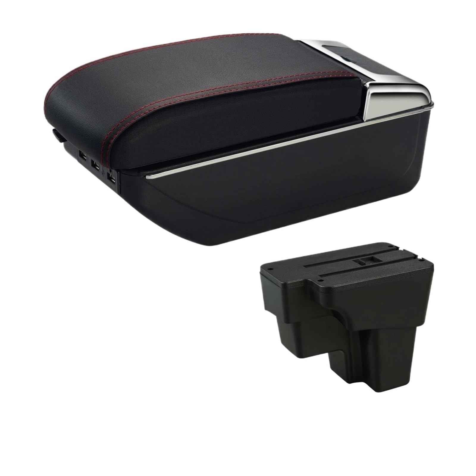 UMDJJU For KIA For RIO 2015-2024 Cerato Car Armrest Storage Box Dedicated Interior Accessories Car Centre Console Armrest Box(C1 Red Line USB)