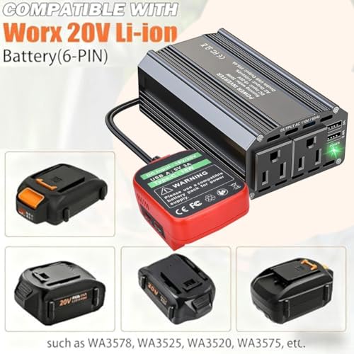 Inversor de batería de 18V a 20V de 300W con salida de 110V CA modelo B 2