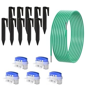ECENCE 3m Begrenzungskabel + 10x Erdspieße 5X Kabelverbinder, Zubehör-& Reparatur-Set Installationsset für Mähroboter Universal für alle Rasenroboter Modelle