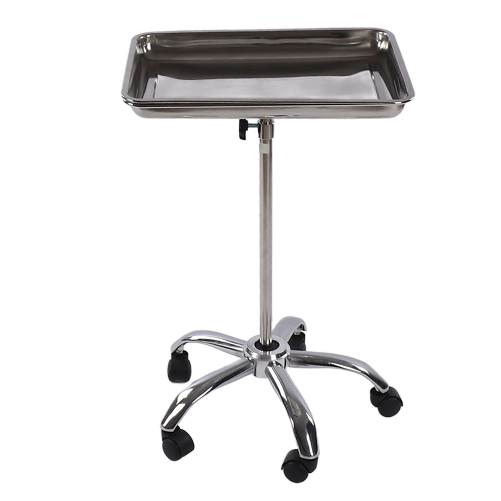 Plateau de Salon Relevable avec roulettes, Réglable en Métal en Acier Inoxydable, Mobile, pour Coiffeurs et Magasins Médicaux