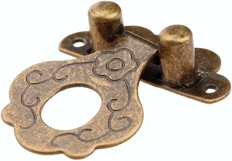 Bronze Tone Hasp,Decor Hook Lock,Antique Latch Hook,Antique Bronze Hasps Lock Decorative Jewelry Wood Box Padlock Retro Suitcase Latch Hook with Screws Vintage Hardware