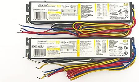 Ultra Max ‎GE432MAX-G-H - 3 or 4 Lamp T8 Electronic Ballast (2 Pack) 4x F32T8 F25T8 F17T8 FE15T8 F25T12 F28T8 F36T8 3 x F40T8 120 Volt To 277 Volt Replaces GE 432MAX G series Instant Start