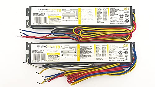 Ultra Max ‎Ge432Max-G-H - 3 Or 4 Lamp T8 Electronic Ballast (2 Pack) 4X F32T8 F25T8 F17T8 Fe15T8 F25T12 F28T8 F36T8 3 X F40T8 120 Volt To 277 Volt Replaces Ge 432Max G Series Instant Start #TOP29